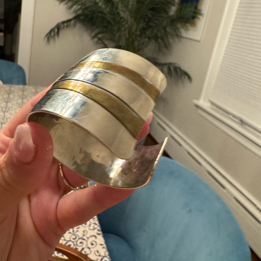 Sterling Silver and Gold Tone Cuff Bracelet